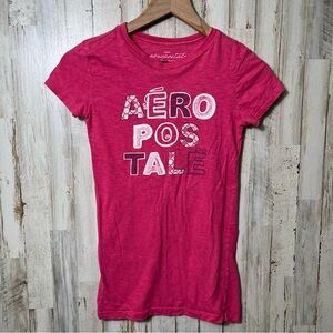 Aeropostale Vintage Y2K Pink Baby‎ Tee Preppy Bella Swan Tight Womens Size XS